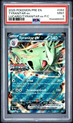 Pokemon TCG Tyranitar 064/131 Prismatic Evolutions Stamped! PSA 9! - Image 1