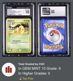 Chikorita 55/101 Reverse Holo EX Hidden Legends 2004 Pokemon TCG CGC Gem Mint 10 - Image 3