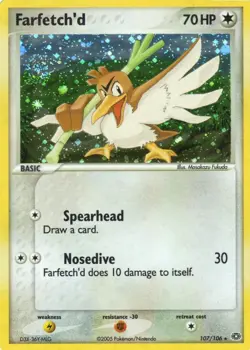 2005 Pokemon Farfetch'd (Secret Rare) 107/106 Emerald Holo Near Mint - Image 1