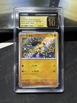 CGC 10 Pristine Riolu Shiny Holo 280/190 S Shiny Treasure ex sv4a Pokemon Card - Image 1