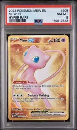 Pokemon Mew ex Hyper Rare Holo 205/165 Scarlet & Violet 151 PSA 8 2023 - Image 1
