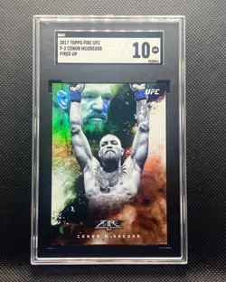 Conor McGregor 2017 Topps Fired Up Chrome Fire Card UFC SGC 10 - Image 1