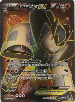 Damaged, English Pokemon Holo Terrakion-EX - 121/124 - Full Art Ultra Rare BW - - Image 1