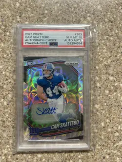 Panini 2025 Prizm Cam Skattebo Choice Prizm Auto /100 RC PSA 10. AUTH AUTO - Image 2