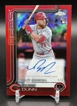 2025 Topps Chrome Update Rookie Debut Red Refractor Auto (RC) BLAKE DUNN #1/5 - Image 1