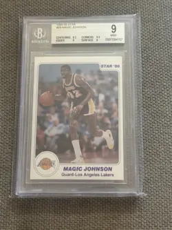1985-86 Star Co. #28 MAGIC JOHNSON BGS MINT 9 LA LAKERS HOF - Image 1