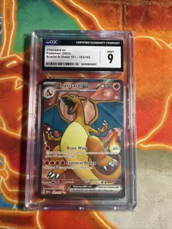 Pokemon TCG Charizard EX Full Art Holo Card 183/165 Scarlet & Violet 151 PSA 9 - Image 1