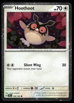 Hoothoot (Cosmos Holo) 126/162 Scarlet & Violet Promo Pokemon NM SWIRL 🌀 #1 - Image 2