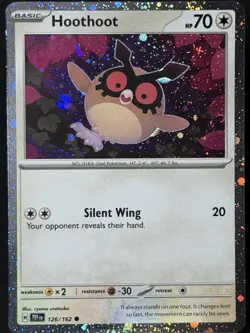 Hoothoot (Cosmos Holo) 126/162 Scarlet & Violet Promo Pokemon NM SWIRL 🌀 #1 - Image 4