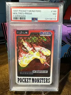 1997 POCKET MONSTERS CARDDASS 146 MOLTRES-PRISM PSA 7 - Image 1