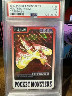 1997 POCKET MONSTERS CARDDASS 146 MOLTRES-PRISM PSA 7 - Image 4