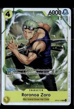 Roronoa Zoro OP15-113 Super Rare Adventure on Kami's Island One Piece Foil NM - Image 1