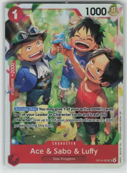 One Piece TCG Ace & Sabo & Luffy Foil Carrying On His Will #OP13-007 NM - Image 1