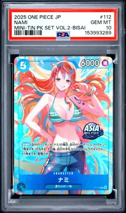 2025 ONE PIECE JAPANESE MINI-TIN PACK SET VOL.2 BISAI #112 NAMI PSA 10 - Image 1