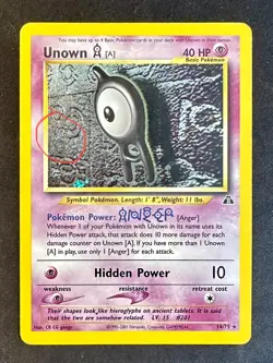 Unown [A] SWIRL!! 14/75 Neo Discovery Pokemon Card WOTC Vintage Holo Rare - Mp - Image 1