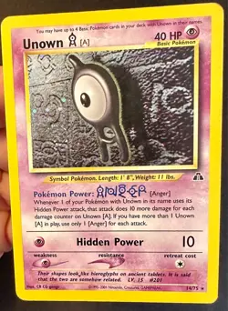 Unown [A] SWIRL!! 14/75 Neo Discovery Pokemon Card WOTC Vintage Holo Rare - Mp - Image 2
