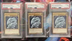 Blue Eyes White Dragon OP28-EN001 Ultimate Rare Yugioh PSA 7 X3 Sequential - Image 1