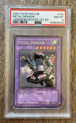 LOB-102 Yu-gi-Oh! 1st Edition Rare Metal Dragon PSA 8 - Near Mint-Mint - Image 1