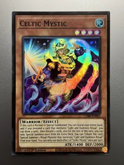 Yugioh - Celtic Mystic Super Rare CORI-EN003, Near Mint, 1st Edition - Image 1