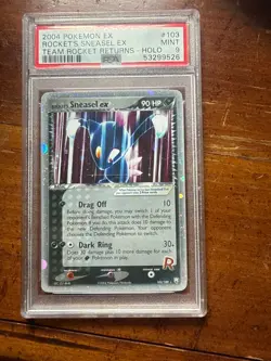 2004 POKEMON EX TEAM ROCKET RETURNS #103 ROCKET'S SNEASEL EX-HOLO PSA 9 - Image 1