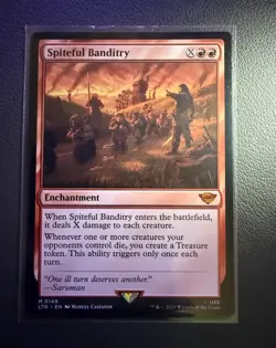 Wizards of the Coast MTG Spiteful Banditry LTR 0149 Borderless Foil Mythic - Image 1
