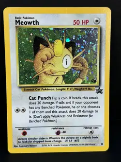 Meowth #10 Black Star Promo Holo Rare Vintage 1999-2000 Pokemon Card MP - Image 1