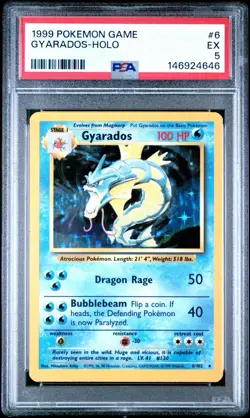 1999 POKEMON BASE SET UNLIMITED #6 GYARADOS HOLO - PSA EX 5 - Image 1