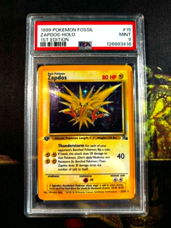 1999 POKEMON FOSSIL 1ST Edition #15 ZAPDOS HOLO PSA 9 TCG - Image 2