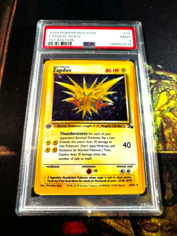 1999 POKEMON FOSSIL 1ST Edition #15 ZAPDOS HOLO PSA 9 TCG - Image 3
