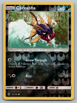 Pokemon TCG SM Base Set Carvanha 81/149 Reverse Holo - Image 1