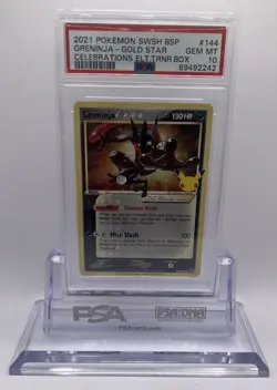 2021 Pokemon SWSH Celebrations ETB Promo Greninja Gold Star SWSH144 - PSA 10 - Image 1