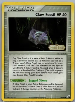 Claw Fossil 78/92 Common Legend Maker Pokemon Reverse Holo Near Mint - Image 1