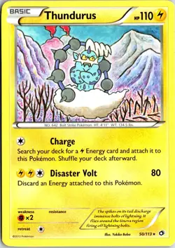 Thundurus 50 Holo Holo Rare Legendary Treasures Pokemon NM/M - Image 1