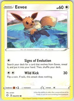 Eevee 052/072 Common Shining Fates Pokemon NM - Image 1