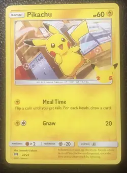 Pokemon 25th Anniversary McDonalds Promo Pikachu Non-holo Single Card 25/25 - Image 1