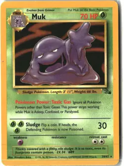 Muk 28/62 Rare Fossil Pokemon Unlimited Moderately Played - Image 1