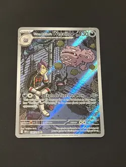 Team Rocket's Weezing 199/182 Destined Rivals Pokemon Holo White Dot Left Edge - Image 1