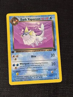 Original 1999 First/ 1st Edition Dark Vaporeon Pokemon Card Team Rocket Set - Image 1