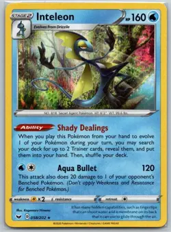 Inteleon 058/202 Holo Rare Sword & Shield Pokemon Near Mint - Image 1