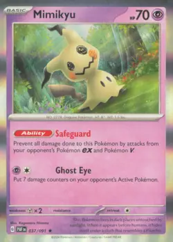 MIMIKYU 037/091 RARE PALDEAN FATES POKEMON HOLO NEAR MINT - Image 1