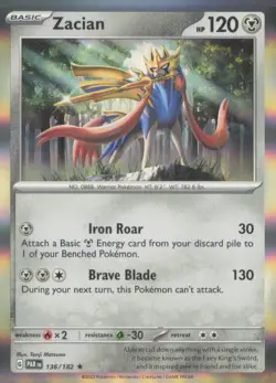 ZACIAN 136/182 RARE PARADOX RIFT POKEMON HOLO NEAR MINT - Image 1