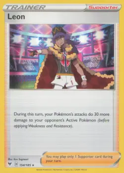 LEON 154/185 HOLO RARE VIVID VOLTAGE POKEMON NEAR MINT - Image 1
