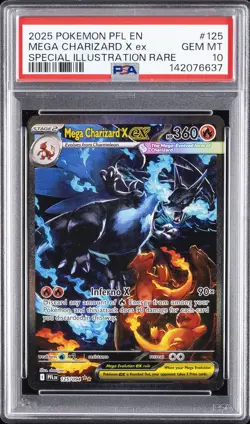 2025 POKEMON PFL EN-PHANTASMAL FLAMES #125 MEGA CHARIZARD X EX PSA 10 - Image 1
