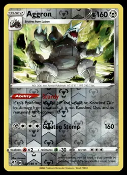 AGGRON - 123/189 Holo Rare Darkness Ablaze Pokemon Reverse Holo NM - Image 1
