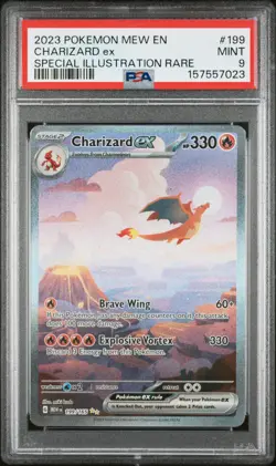 2023 POKEMON MEW EN-151 SPECIAL ILLUSTRATION RARE #199 CHARIZARD EX PSA 9 - Image 1