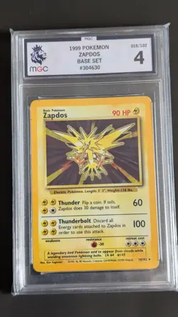Pokemon TCG Zapdos Holo Rare Card Base Set 16/102, 1999 MGC 4 - Image 1