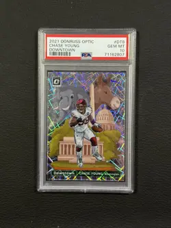 2021 Donruss Optic Chase Young Downtown #DT8 PSA 10 GEM MINT RC Commanders - Image 1
