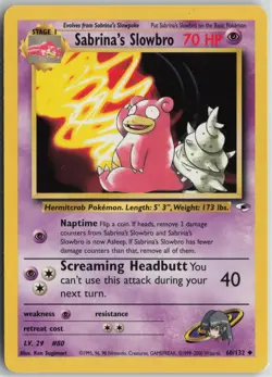 Sabrina's Slowbro 60/132 Uncommon Gym Heroes Pokemon Unlimited Near Mint - Image 1