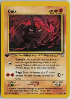 Onix 69/111 Common Neo Genesis Pokemon 1st Edition Near Mint - Image 1