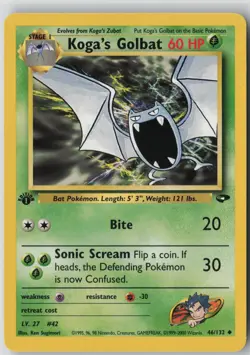Koga's Golbat 46/132 Uncommon Gym Challenge Pokemon 1st Edition Lightly Played - Image 1